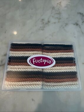 Funtopia Neutral Striped Hair Bands Set - Brown, Cream, Black, new in box